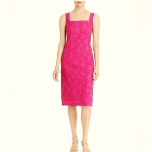 Hugo Boss Diteva Sleeveless Cotton
Blend Sheath Dress In Flamingo Size 8
